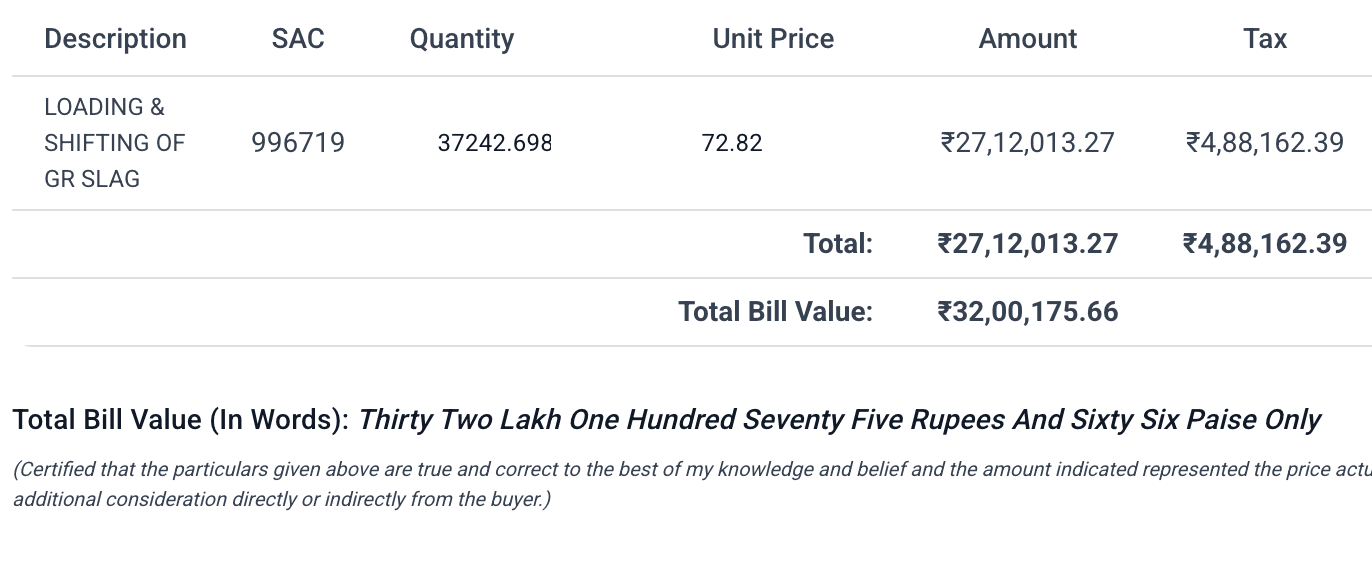 Invoice line items computed from recorded usage in Oeta